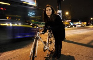 Cyclist dressed in black. Photograph by Mark van Manen, PNG.