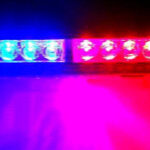 Red and blue police lights bar