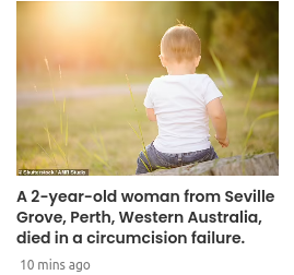 2-year-ol woman ... died in circumcision failure