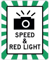 Speed and red-light camera warning sign